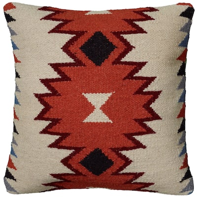 Rizzy Home Transitional Ivory/Orange Poly Filled Pillow - 18" x 18"