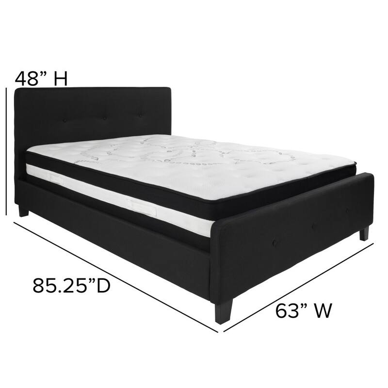 Button Tufted Upholstered Platform Bed with Pocket Spring Mattress