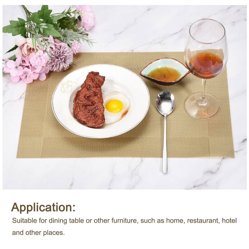 Place Mats 450x300mm 2pcs PVC Table Washable Woven Placemat, Golden