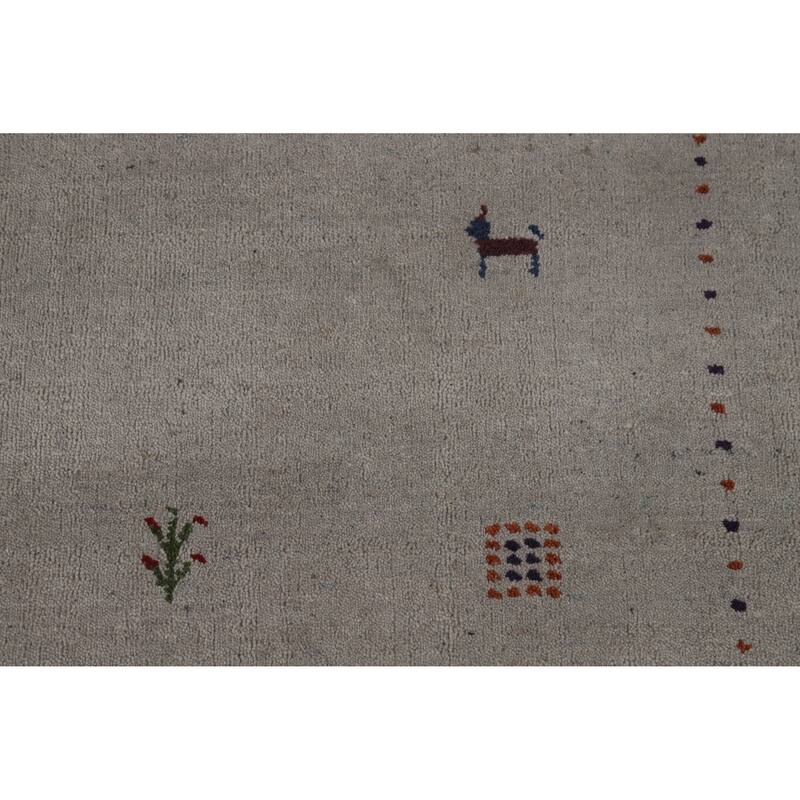 Hand Knotted Oriental 100% Wool Carpet Tribal Animal Pictorial Greys & Charcoal Gabbeh Area Rug - 7' 9'' X 5' 9''