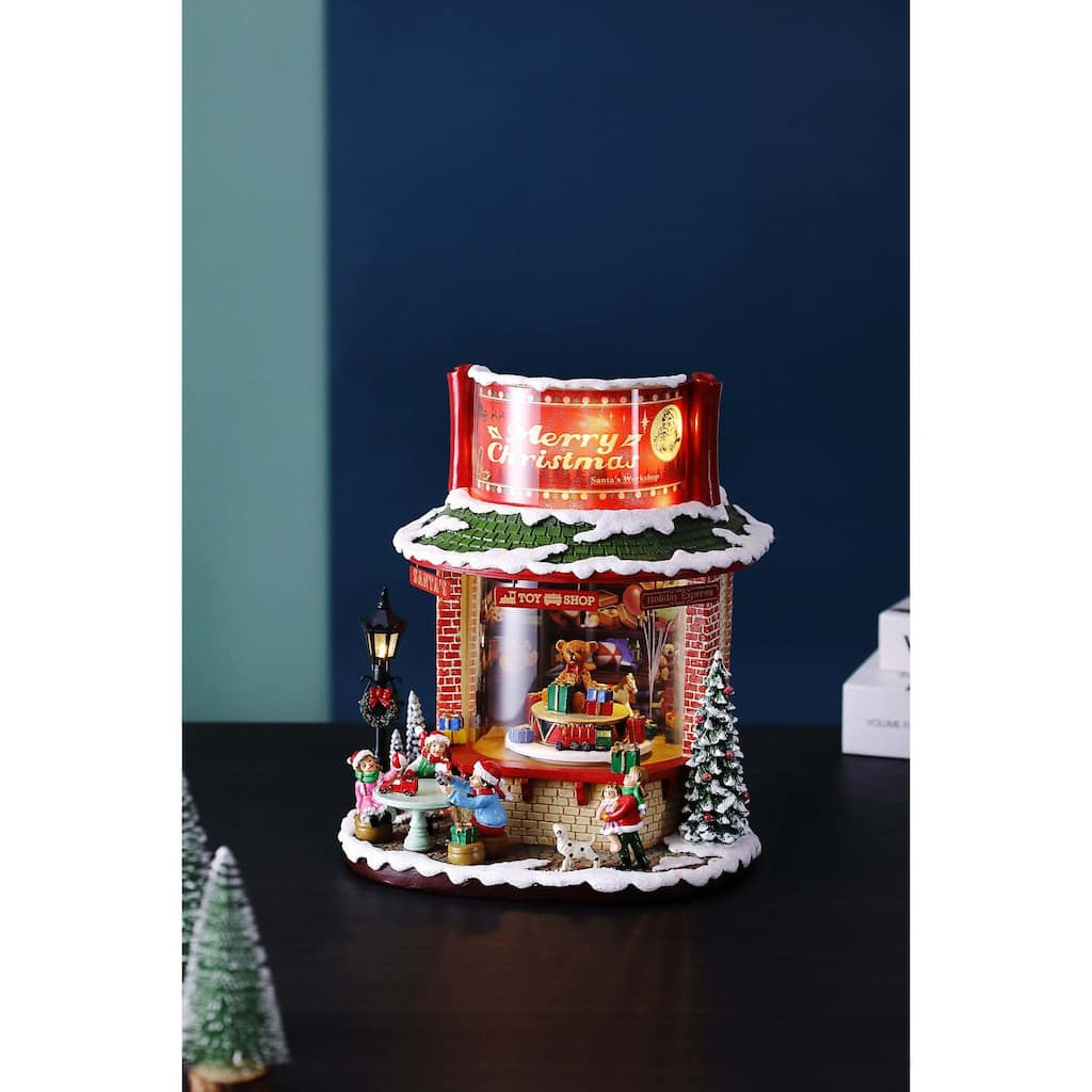 LED Lighted Musical Toy Shop Christmas Decorations - 10" - Set of 2