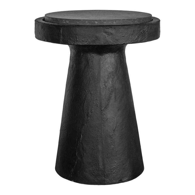 Aurelle Home Modern Concrete Base Terrazo Accent Table - Black