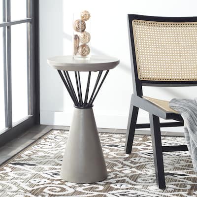 SAFAVIEH Outdoor Fatma Concrete Accent Table - 13.78" W x 13.78" L x 23.03" H - 14Wx14Dx23H