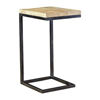 Blackpool Reclaimed Elm & Brushed Steel Martini End Table