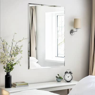 Frameless Bathroom Mirror Wall Mounted Modern Stylish Design with Contemporary Bevelled Edges