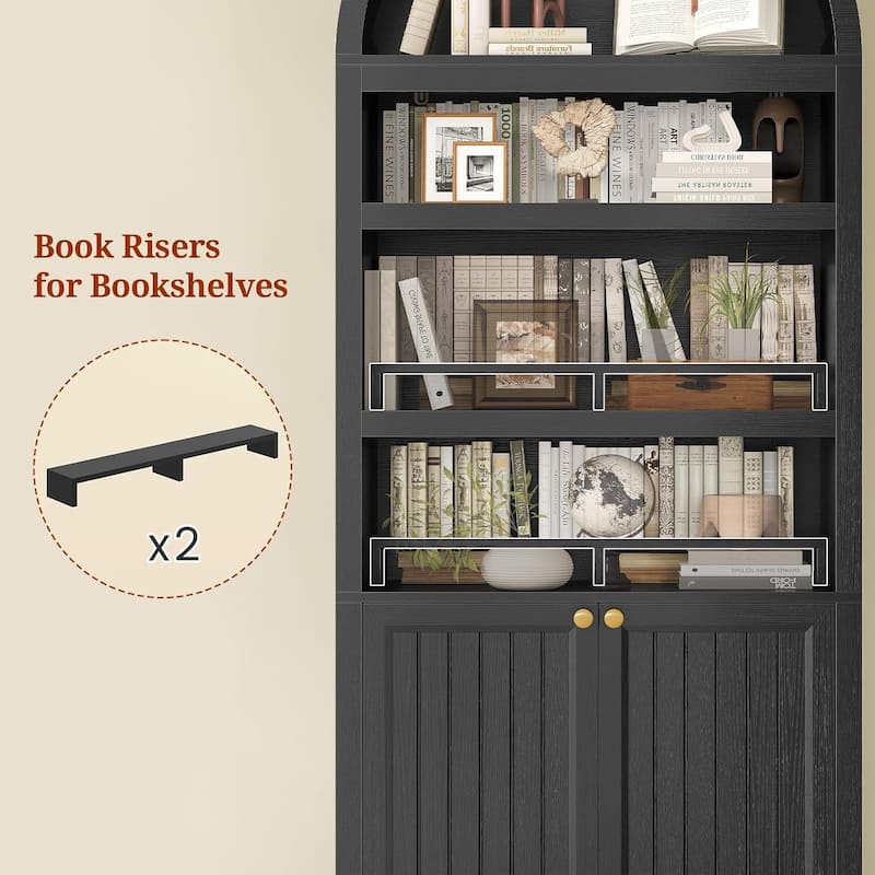 Tall Arched Cabinet Bookcase with storage Bookshelf 2 Door