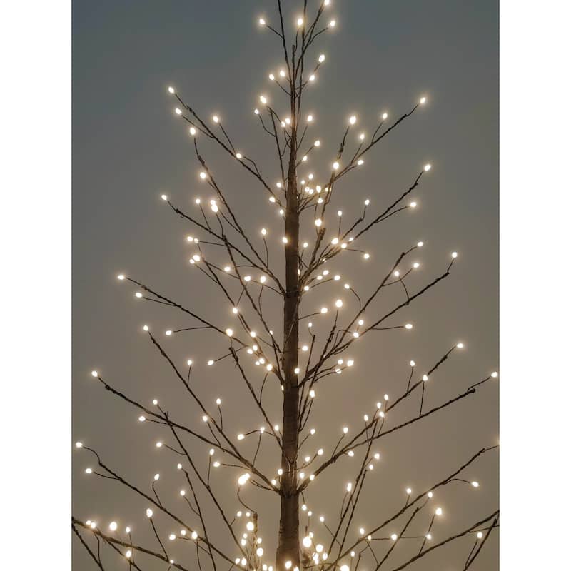 Pre-Lit Black Artificial Birch Twig Christmas Tree - 4' - Warm White LED Lights