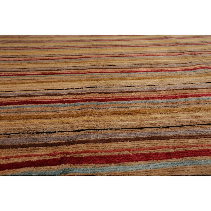 Gold Tibetan Silk & Hemp 9x12 Contemporary Hand Knotted Area Rug - 8' 10'' x 12'