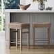 preview thumbnail 17 of 27, Harvey Rattan Bar Stool, Bohemian Counter Height Stool with Woven Seagrass Seat, Solid Wood Legs, and Metal Footrest Set of 2 - Seagrass/Brushed Gray