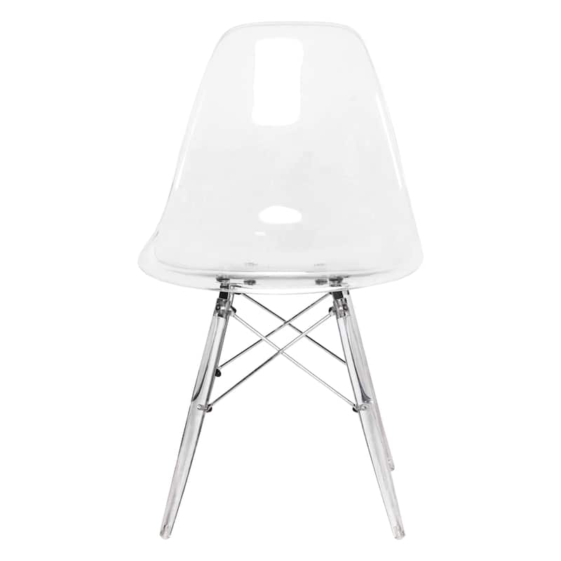 LeisureMod Dover Molded Side Chair with Acrylic Base, Set of 4 - Red - 36 x 32.4 x 16.25