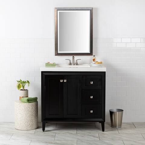 Spring Mill Cabinets 37" Beckett Bathroom Vanity With Cabinet, 3 Drawers, and White Sink Top