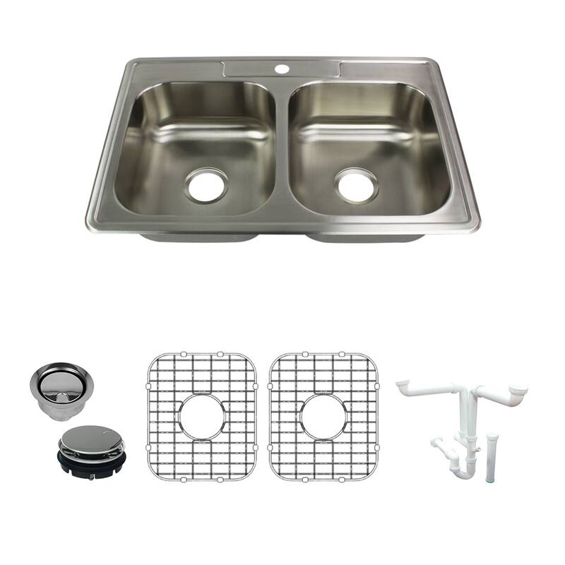 Transolid K-STDE33227-1 Select 33" Drop In Double Basin Stainless - Brushed Stainless Steel - Brushed Stainless Steel