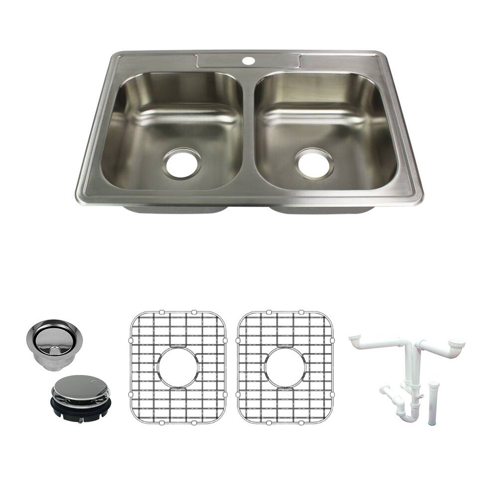 Transolid K-STDE33227-1 Select 33" Drop In Double Basin Stainless - Brushed Stainless Steel