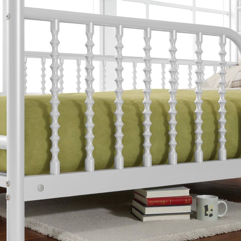 Twin/Full Size Metal Platform Bed with LED Lights and Upholstered Headboard, Kids Bed Frame with Storage Shelf