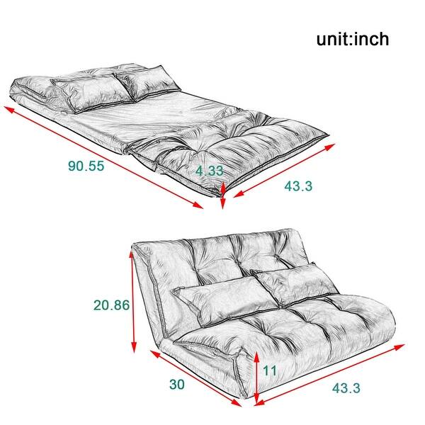 Shop Merax Velvet Foldable Floor Sofa With Two Pillows Overstock