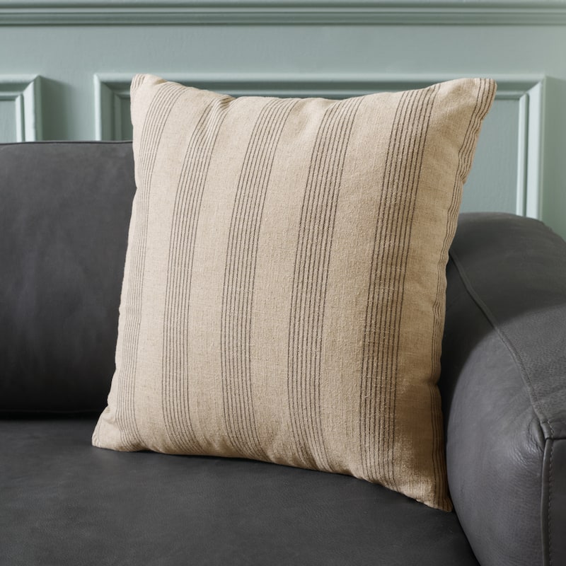 SAFAVIEH Home Mickey Grey/Taupe Linen Blend Lumbar Decorative Throw Pillow - 15 x 23-inch Rectangle