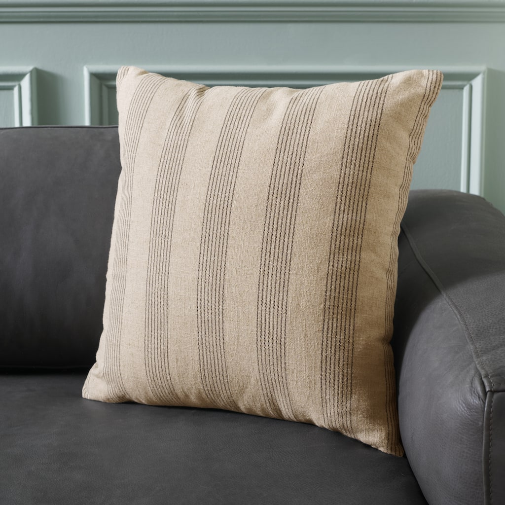 SAFAVIEH Home Mickey Grey/Taupe Linen Blend Lumbar Decorative Throw Pillow