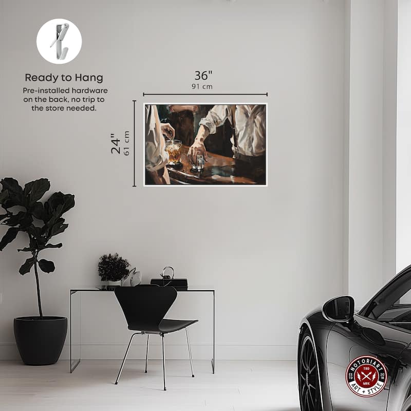 Notoriart Together For Drinks Framed Bar Cart Art For Men