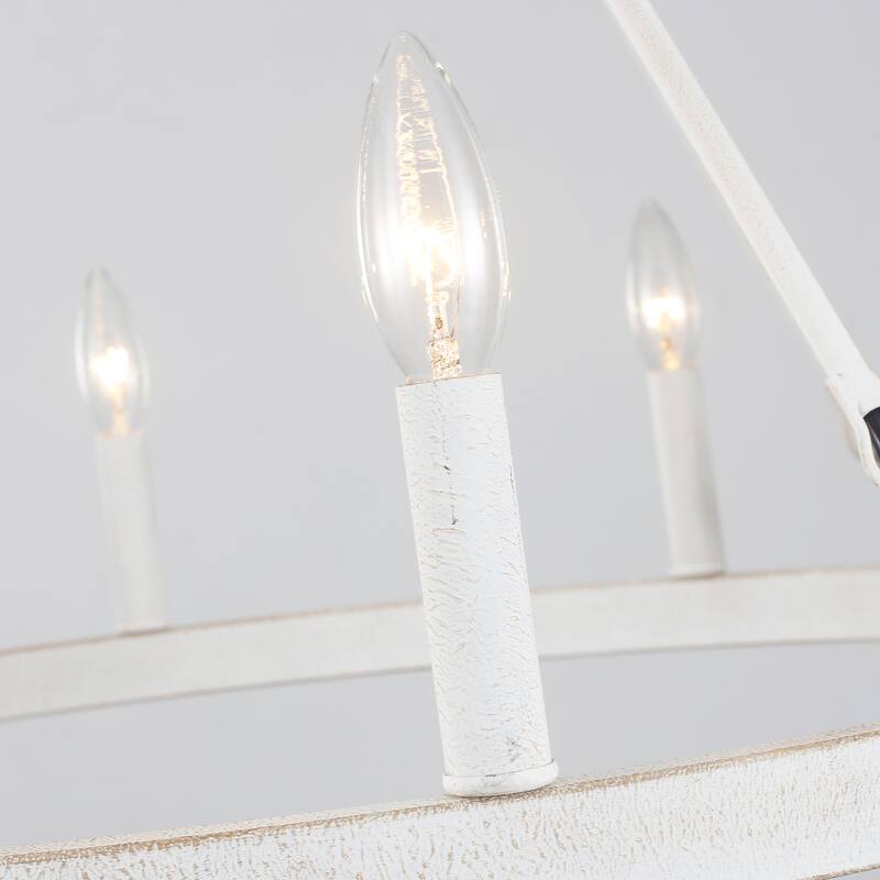 8-Light Candlestick Wagon Wheel Chandelier Linear Chandelier Lighting for Kitchen Island