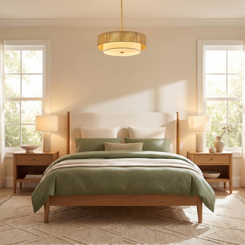 CO-Z 18 in 4-Light Dimmable Semi Flush Mount Fabric Ceiling Light Pendant - 18"