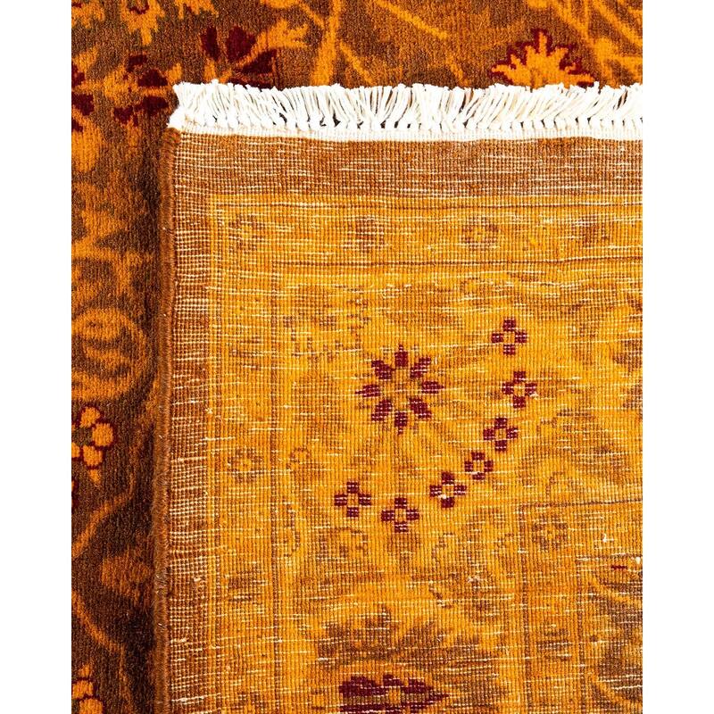 Fine Vibrance, One-of-a-Kind Hand-Knotted Runner Rug - Brown, 3' 1" x 14' 9" - 3' 1" x 14' 9"