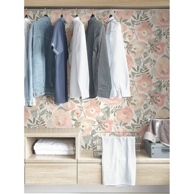 NuWallpaper Rose Peachy Keen Peel & Stick Wallpaper - 216in x 20.5in x 0.025in