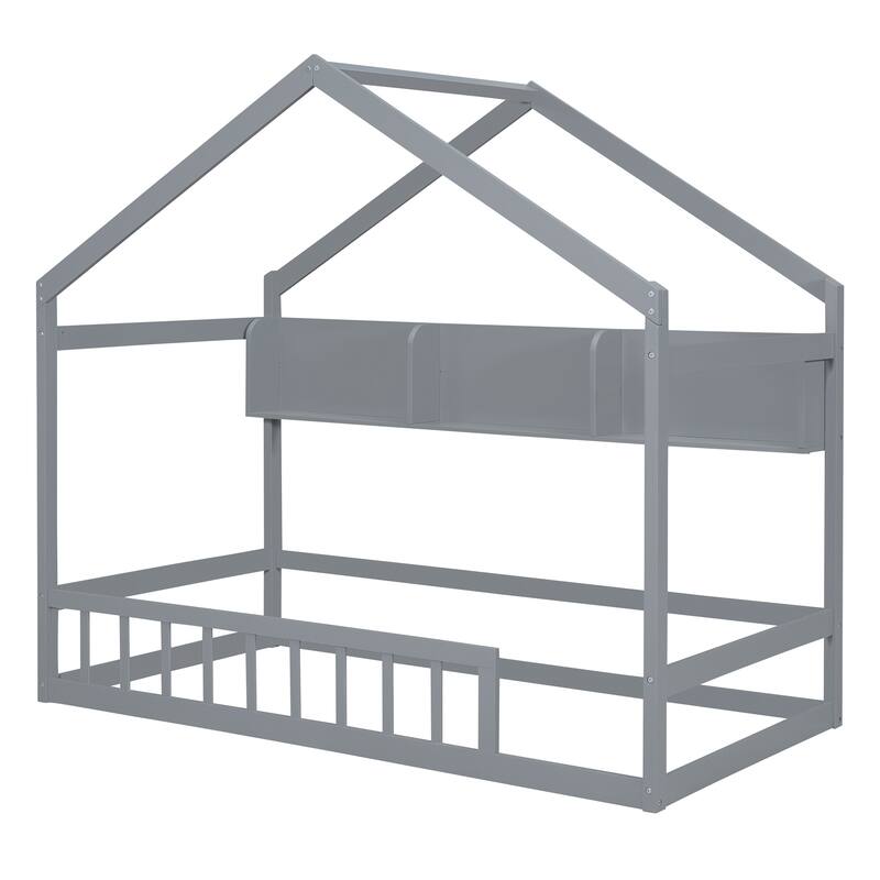 Twin Floor Bed With Storage Shelves