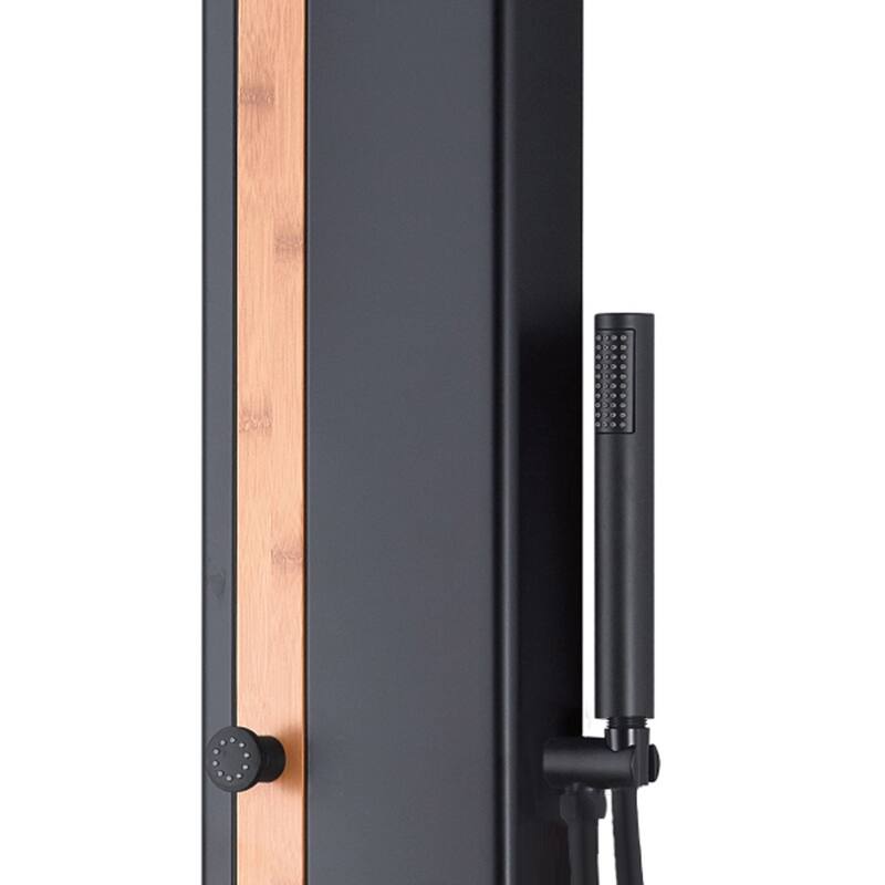 Eclipse 8-in Rain Showerhead ShowerSpa with 4-Body Jets and Handshower Bamboo and Matte Black