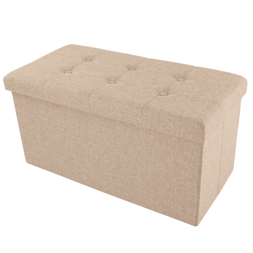 Lavish Home 30-Inch Folding Storage Ottoman, Beige