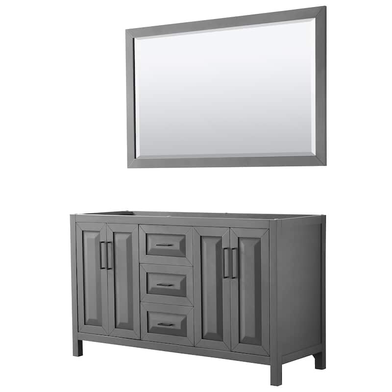 Wyndham Collection Daria 59" Double Free Standing Vanity Cabinet - - Dark Gray / Matte Black Hardware