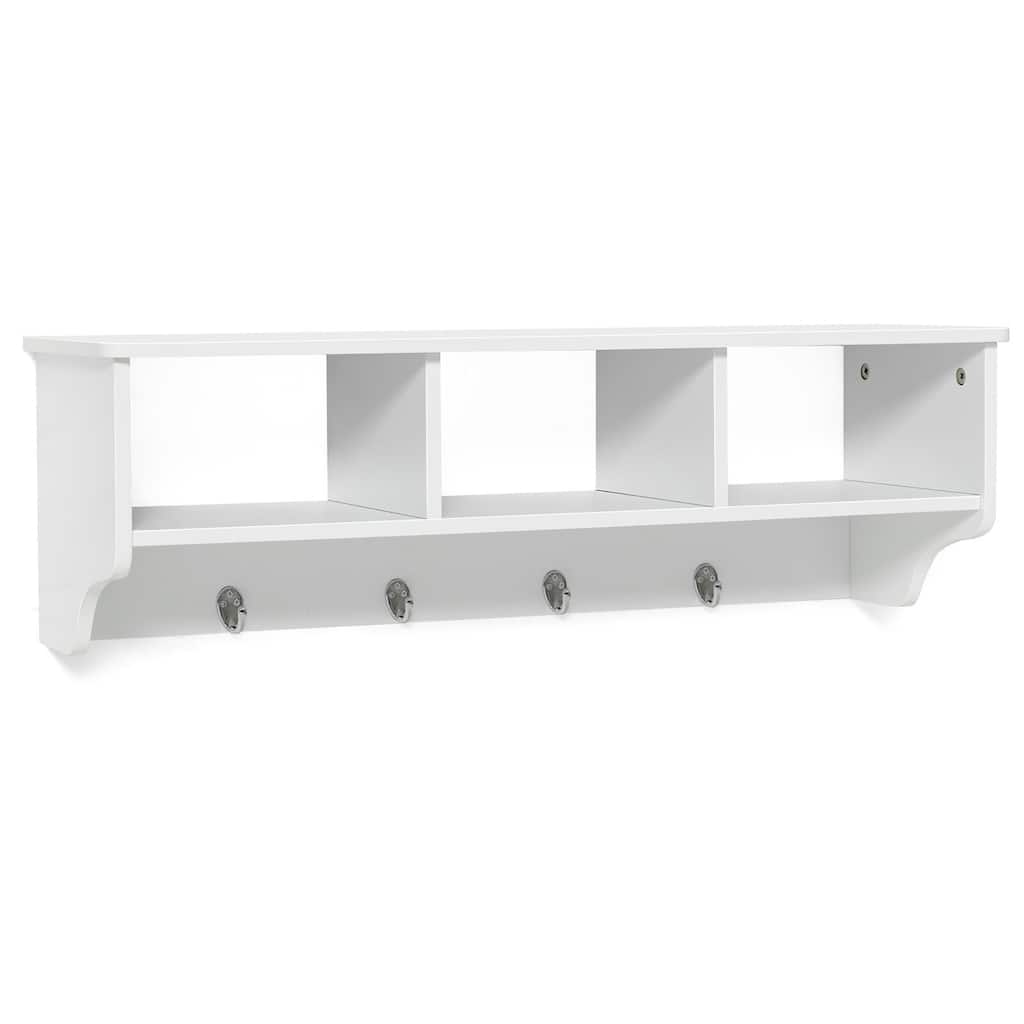 Gymax Versatile Wall-Mounted Coat Rack Space Saver w/ Wide and Flat