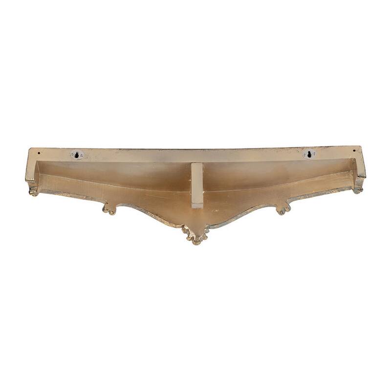 Riry 23 Inch Wall Plaque Shelf, Dotted Texture, Metal, Gold Resin Finish