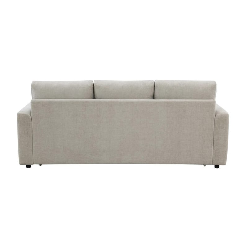Upholstered Sofa with Pull-Out Sleeper Design in Beige