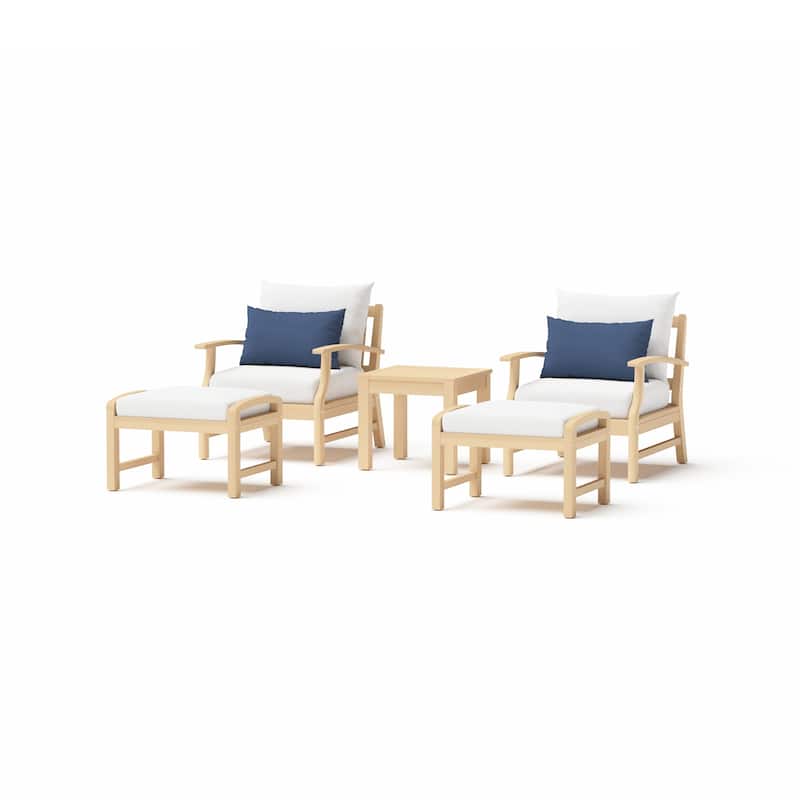 Kooper 5 Piece Sunbrella Outdoor Patio Club Chair And Ottoman Set