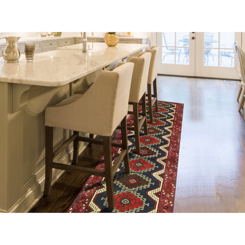 Fine Vintage Distressed Zariah Navy/Ivory Runner - 2'8" x 10'1"