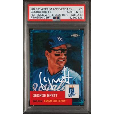 George Brett 2022 Topps Chrome White Blue Refractor Card #5 Auto PSA 10 127/199 - 8' x 11'
