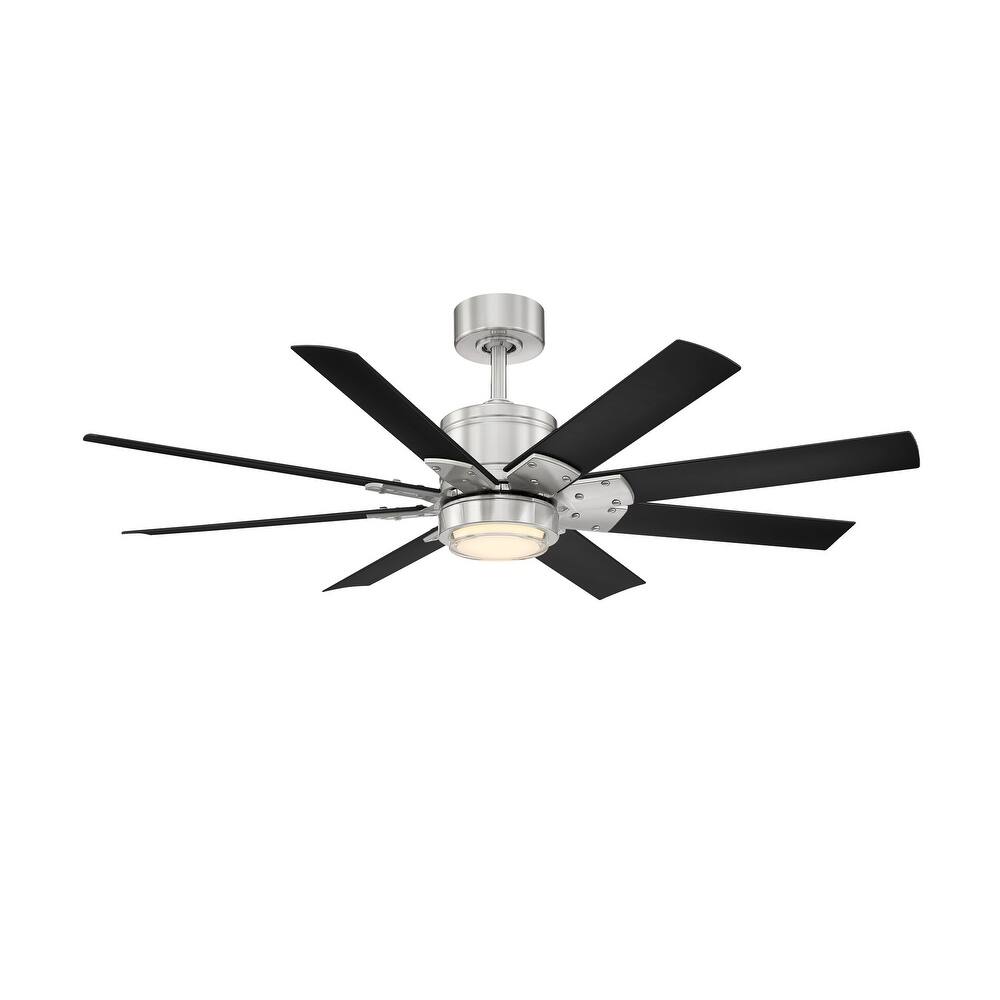 Renegade Indoor and Outdoor 8-Blade Smart Ceiling Fan 52in with 3000K LED Light Kit and Remote Control with Wall Cradle - 52