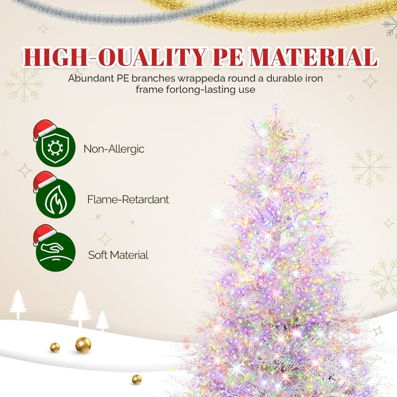 7 FT Artificial Christmas Tree with 400 Lights Stepless Dimming, 3 Color Modes,