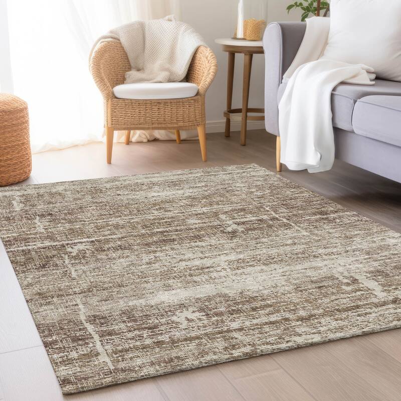 Machine Washable Indoor/ Outdoor Chantille Solid Ombre Rug