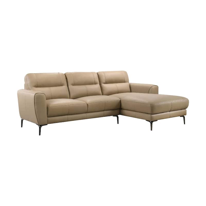 Hena 2pc Sectional Sofa w RAF Chaise, Modern Style Beige Full Leather
