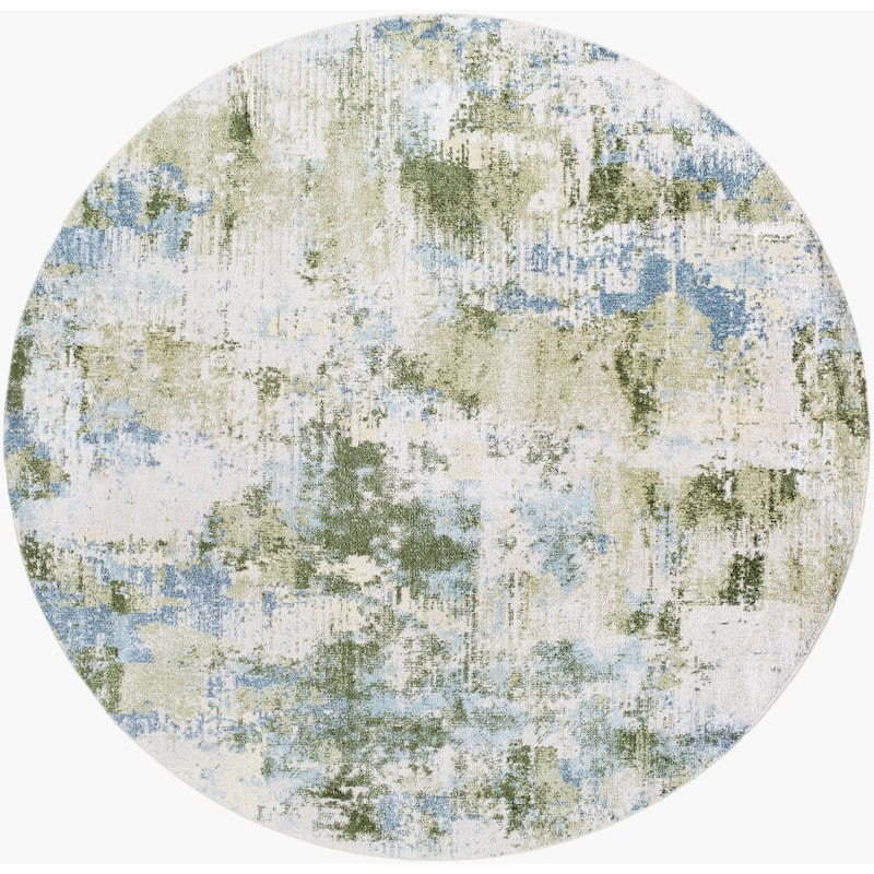 Livabliss Lillian Modern Washable Area Rug - 6'7" x 6'7" Round - Green/Blue
