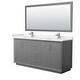 preview thumbnail 38 of 45, Strada 72-Inch Double Vanity Set, Cultured Marble Top, 70-Inch Mirror Dark Gray, Nickel Trim, White Cultured Marble Top