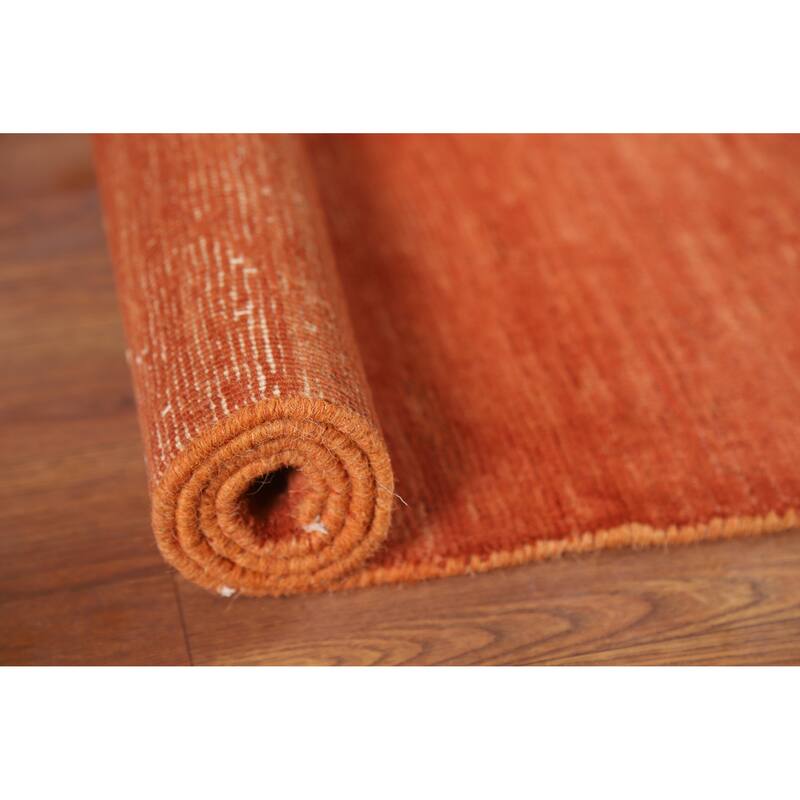 Orange Gabbeh Modern Foyer Rug Handmade Wool Carpet - 2'9"x 4'2"