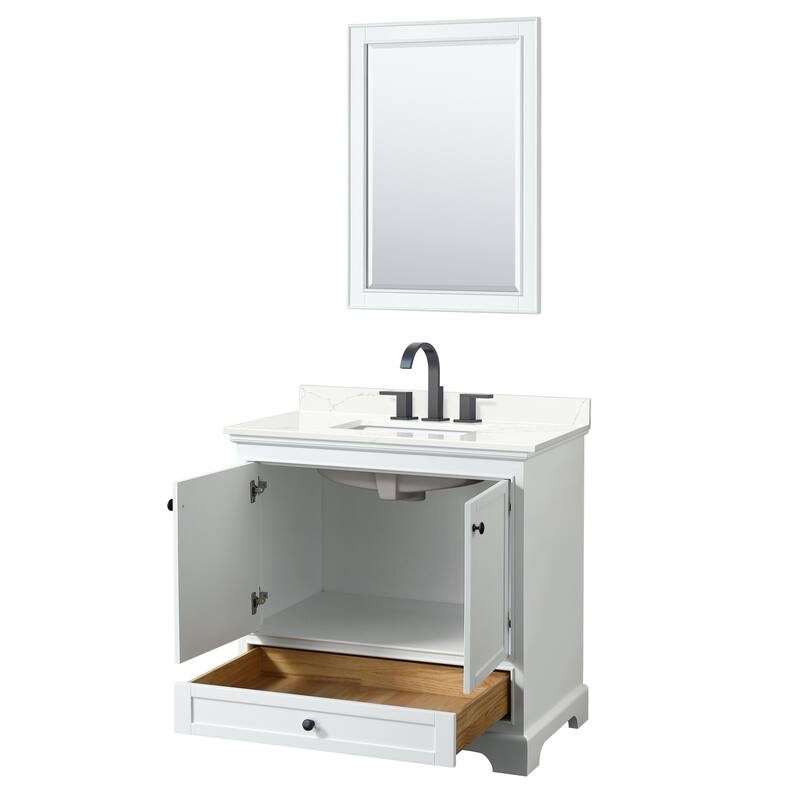 Deborah 36-inch Single Vanity, Quartz Top, 24-inch Mirror