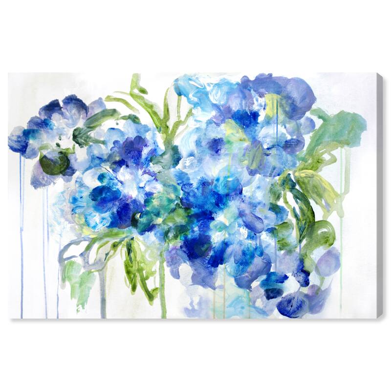Wynwood Studio Canvas Floral and Botanical Floral Breeze Blue and Modern & Contemporary Wall Art Canvas Print