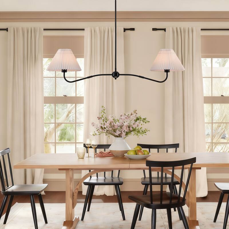2-Light Linear Pleated Fabric Pendant Light