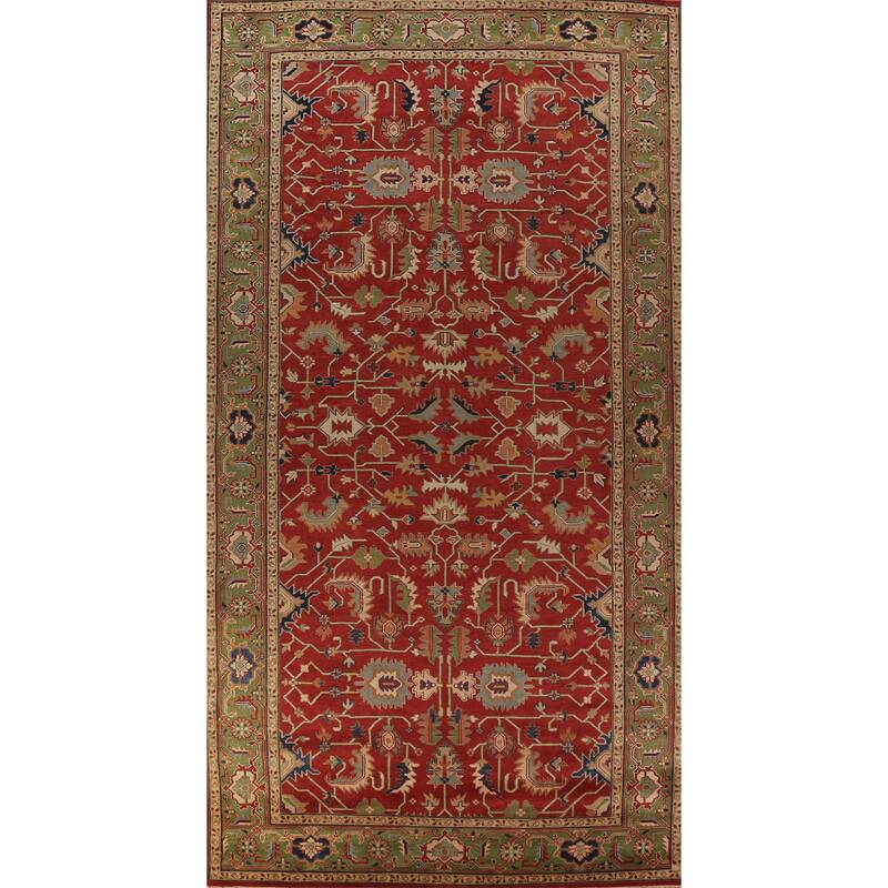All-Over Large Oushak Indian Rug Handmade Wool Carpet - 8'11"x 18'0"