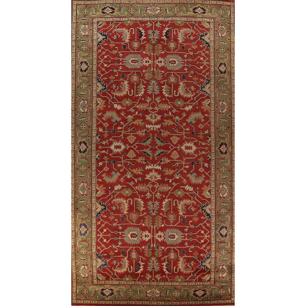 All-Over Large Oushak Indian Rug Handmade Wool Carpet - 8'11"x 18'0"