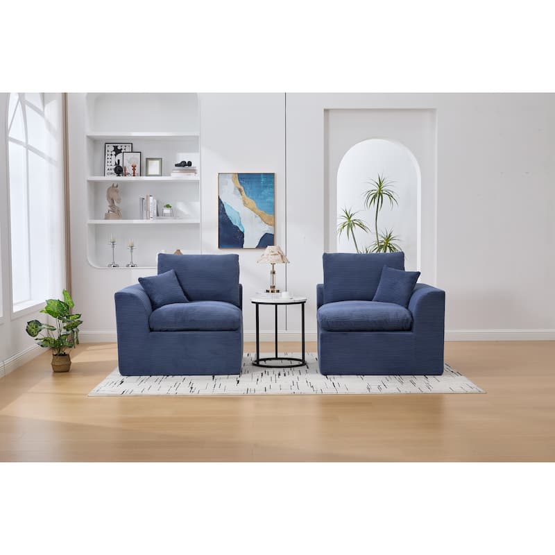 Modern 2-Seater Corduroy Cloud Sofa Modular 2-Piece Sectional Sofa with Removable Covers, for Living Room, Bedroom & Dorm