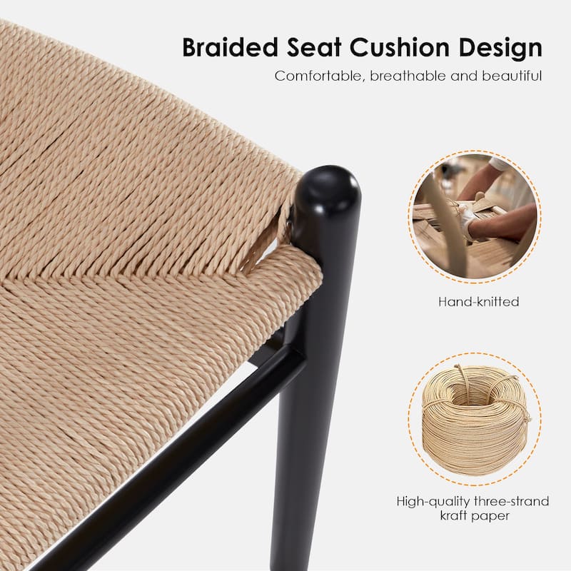 Weave Counter Height Bar Stools, Fully Assembled Rattan Bar Chairs for Kitchen Island,1pc